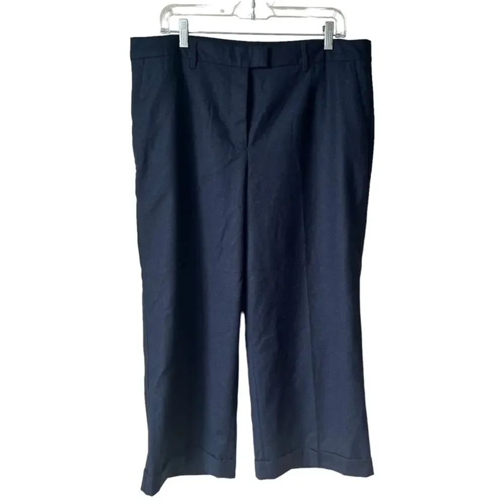 Talbots Size 16 Wool Lined Cuffed Trousers Cropped